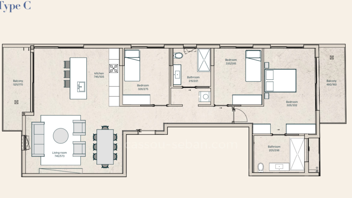 Ground floor 4 rooms Tel Aviv quarter of the sea 144-IBL-688