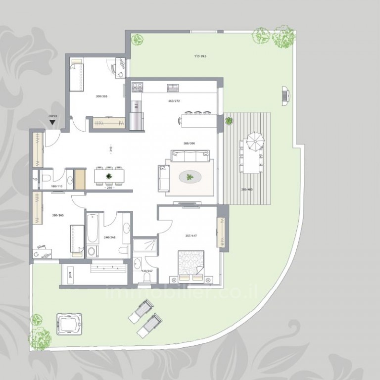 Ground floor 3 rooms Netanya City center 507-IBL-29