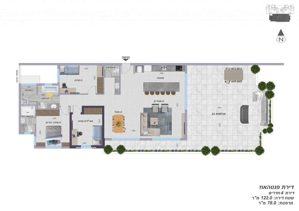 Apartment 3 rooms Netanya City center 507-IBL-33