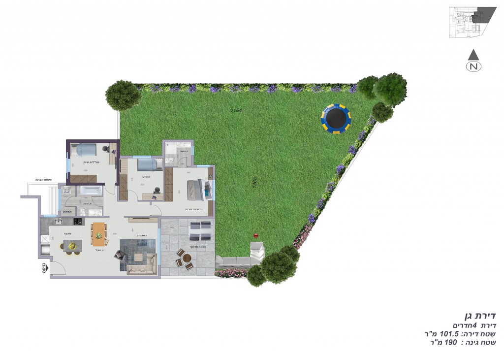 Apartment 3 rooms Netanya City center 507-IBL-33
